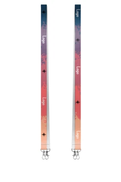 Купить ленту для бейджа блекаут ширина 1,5 см, с двумя карабинами-люкс, с печатью "Logo"