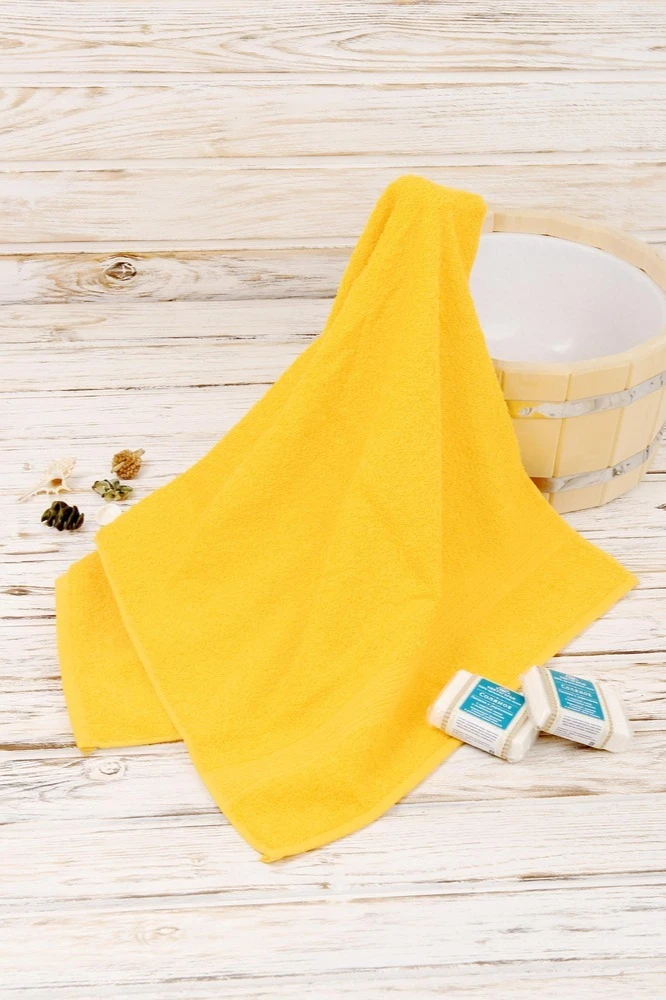 Полотенце махровое 50х90 см (Ituma), однотонное желтое#2