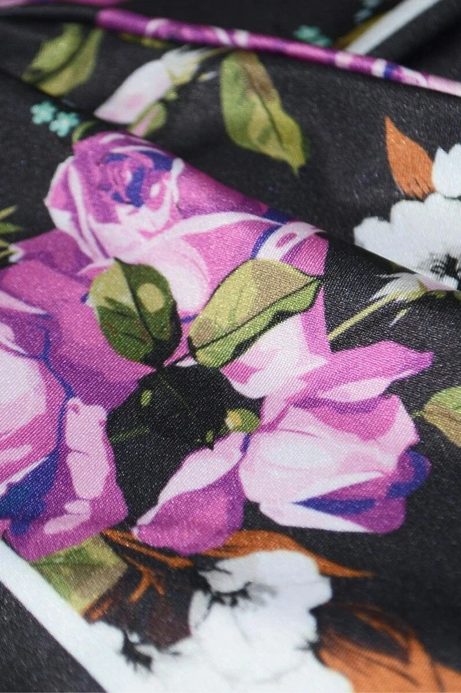 Легинсы женские с широким поясом с принтом "Pink roses"