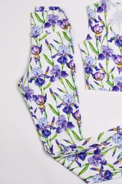 Легинсы женские с широким поясом с принтом "Irises#1