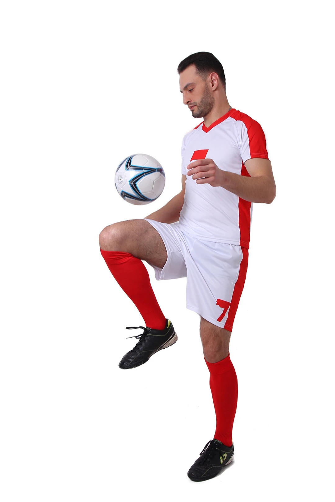 Гетры футбольные взрослые, однотонные красные#5 Гетры футбольные взрослые, однотонные красные#5