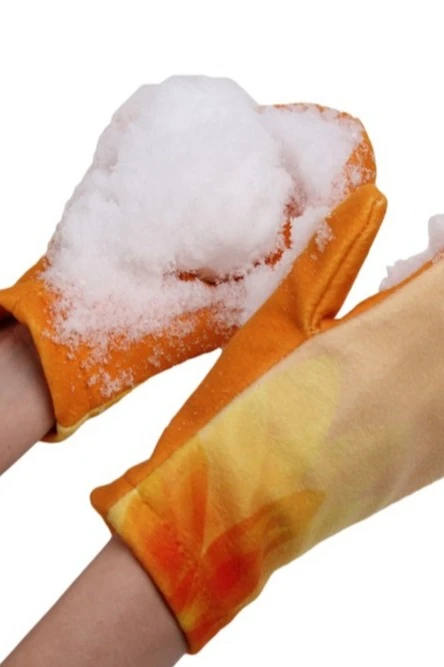 Варежки флисовые однослойные взрослые, с полной запечаткой#4