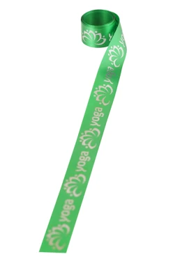 Купить ленту сатин ширина 2 см зеленую, печать серебром с одной стороны