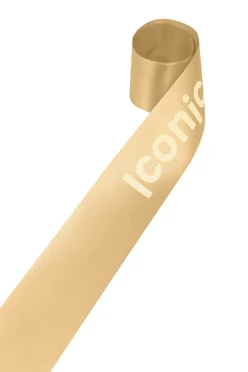 Купить ленту сатин ширина 2,5 см бежевая, печать белым с одной стороны _