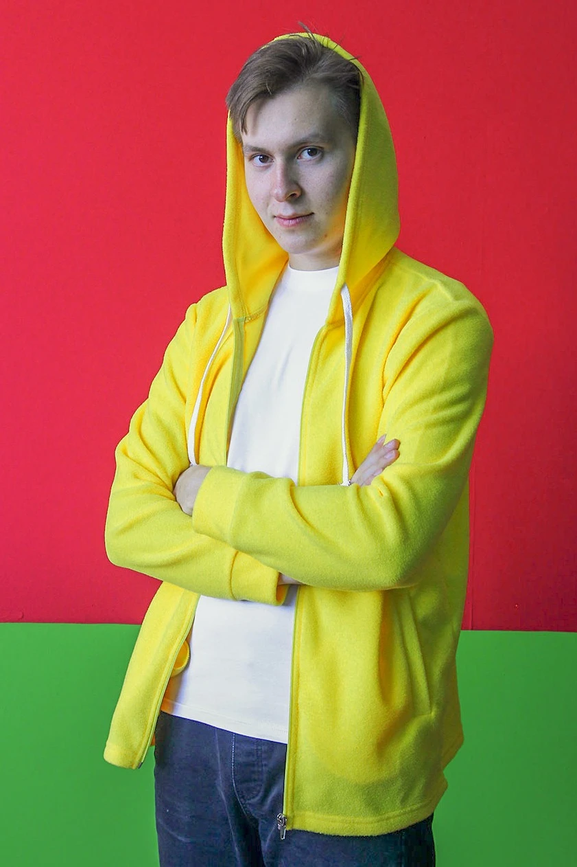 Толстовка Харисон флисовая с капюшоном унисекс, однотонная желтая#1