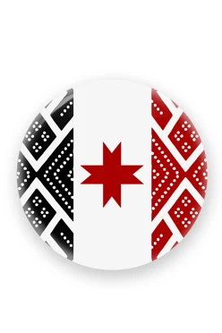 Купить значок закатной диаметр 44 мм, с принтом "Flag of Udmurtia"