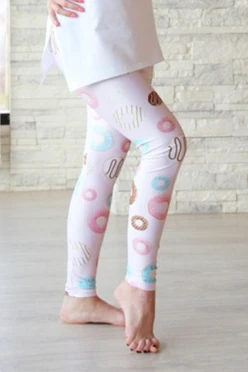 Легинсы женские с широким поясом с принтом "Donuts on pink"