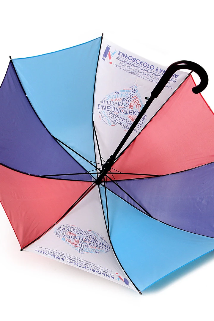 Зонт-трость с деревянной ручкой однослойный, с полной запечаткой (без совмещения) "Central Library System"#4