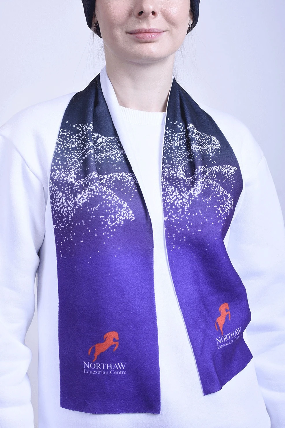 Шарф однослойный утепленный 15х120 см, с полной запечаткой "Horse"#2