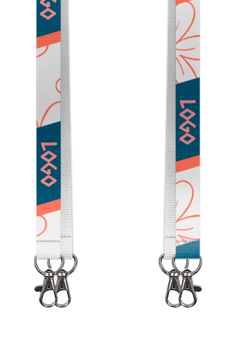 Купить ленту для бейджа блекаут ширина 2,5 см, с двумя карабинами-люкс, с печатью "Logo"