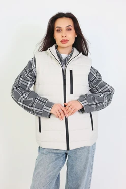 Купить жилет Эмбер на синтепоне со стежкой унисекс, однотонный бежевый