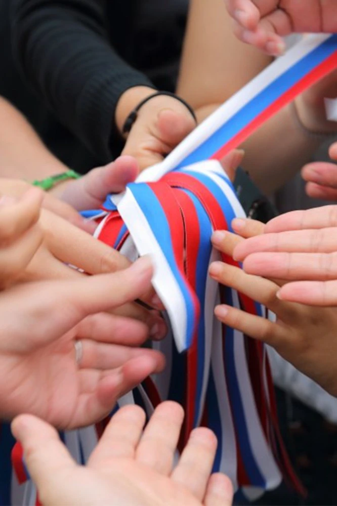 Лента триколор в рулоне 50 м шириной 2,4 см#2