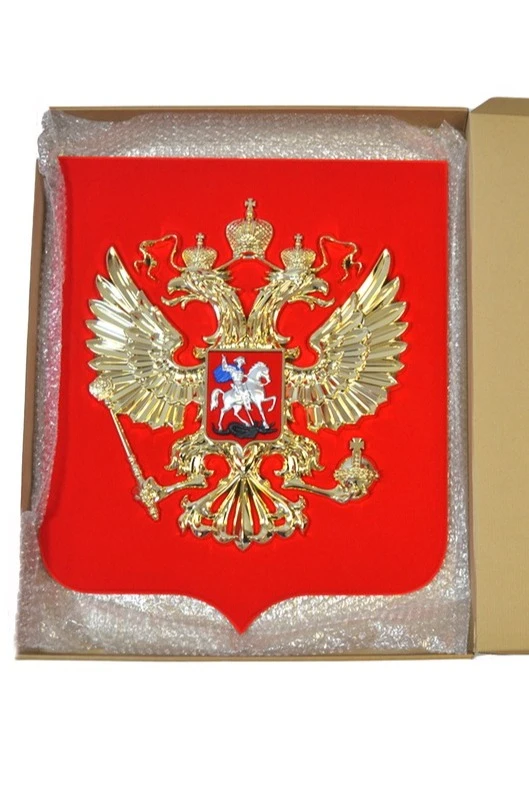 Герб РФ 50х60 см, барельеф, щит флокированный, металлонапыление#2