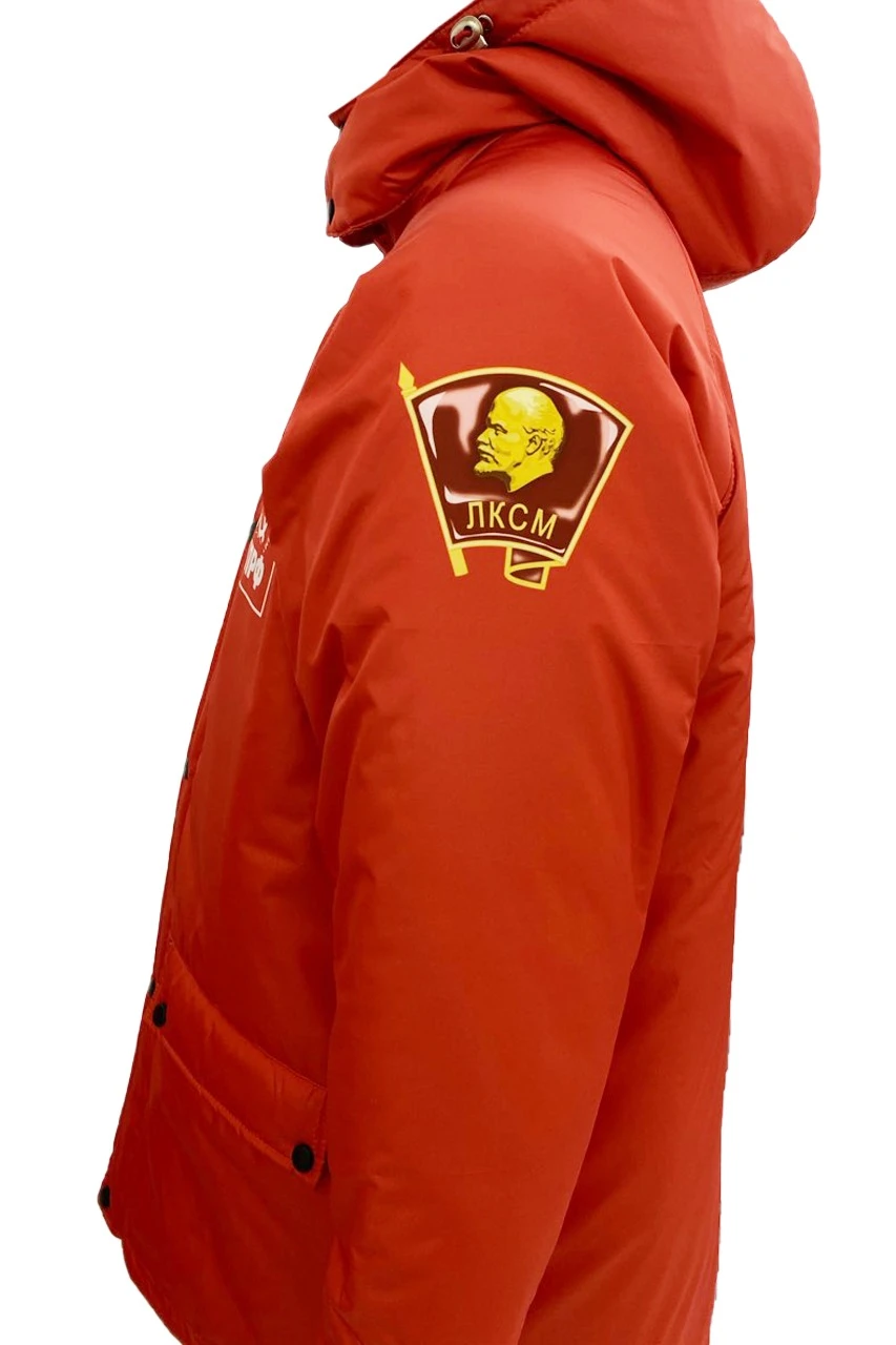 Куртка Вест с капюшоном на синтепоне унисекс, с полной запечаткой "LKSM"#1