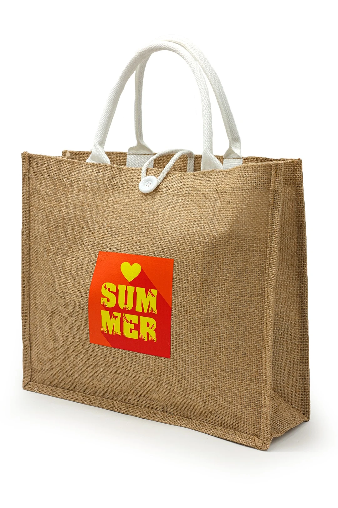 Купить сумку Таити из джута 39х33х12 см, с печатью