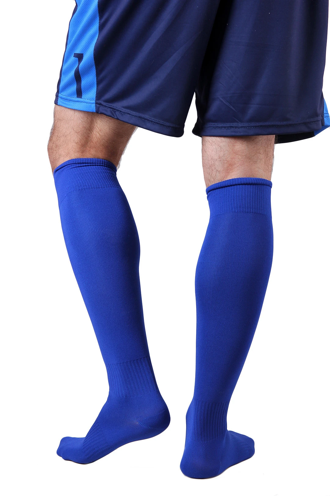 Гетры футбольные взрослые, однотонные синие#10