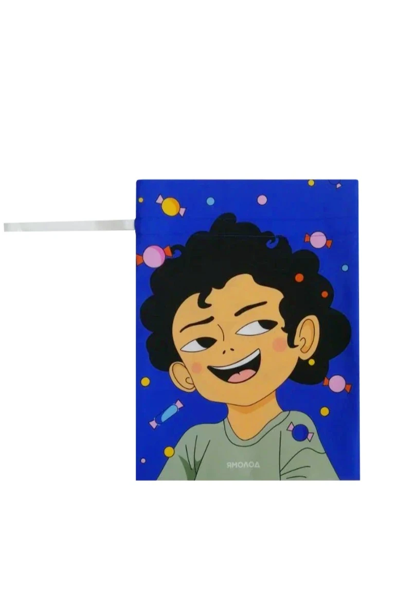 Купить мешочек с полной запечаткой 20х30 см, крепление кулисы на расстоянии от верхнего края "I'm young"