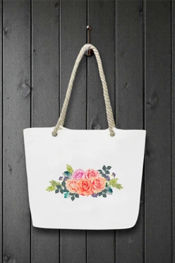 Купить сумку Бора из канваса 45х35х12 см, с принтом "Flower" Купить сумку Бора из канваса 45х35х12 см, с принтом "Flower"