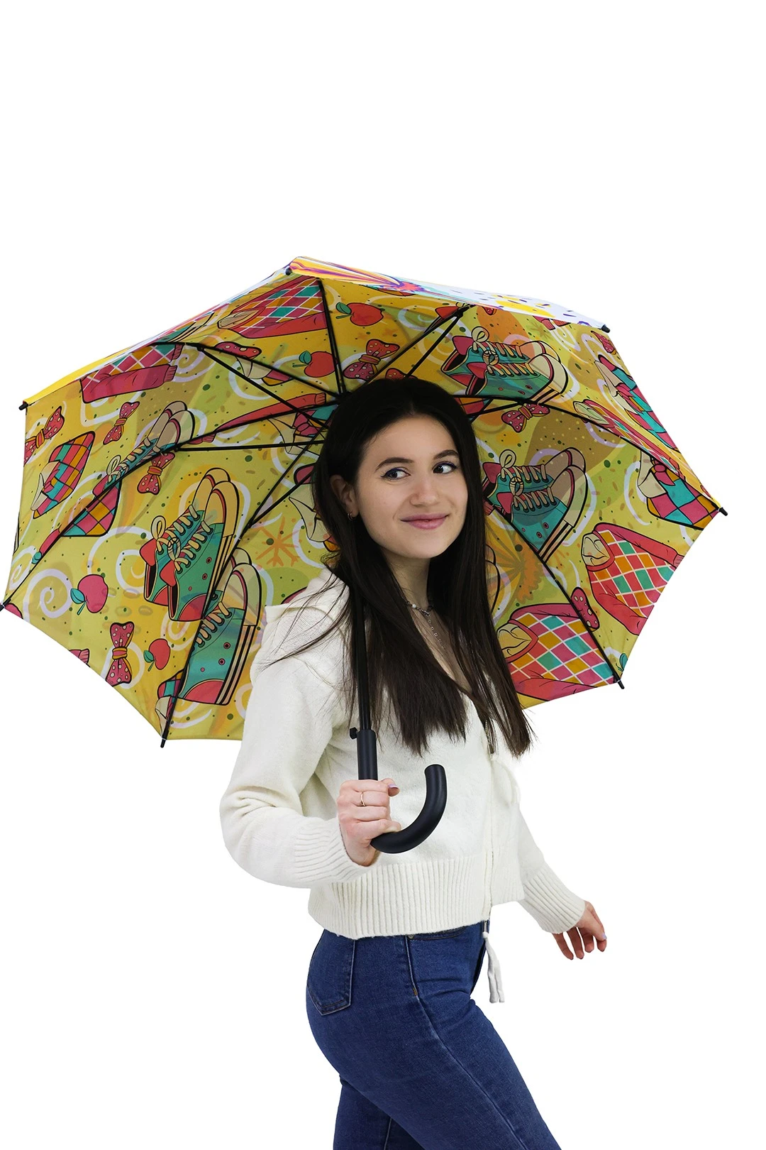 Купить зонт-трость Моне с пластиковой ручкой двухслойный, с полной запечаткой (без совмещения) "Summer Time"