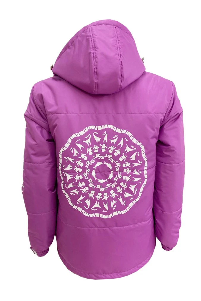 Куртка Винтер с капюшоном на синтепоне унисекс, с полной запечаткой "Harmony of the Arctic"#7