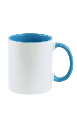 Купить кружку цветную внутри без нанесения, комбинированную голубую