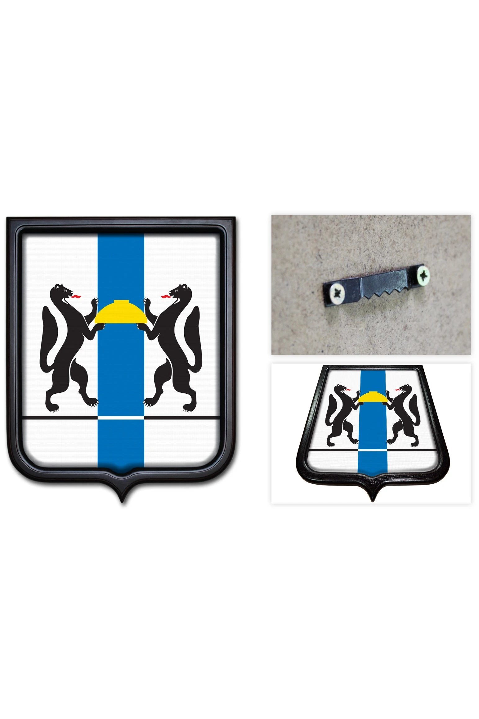 Купить Герб Новосибирской области 35х43 см печатный темная рама