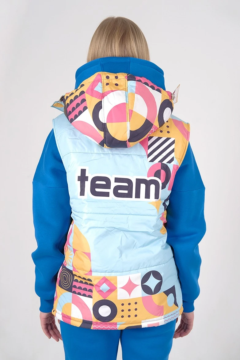 Жилет Диего на синтепоне с капюшоном унисекс, с полной запечаткой#4