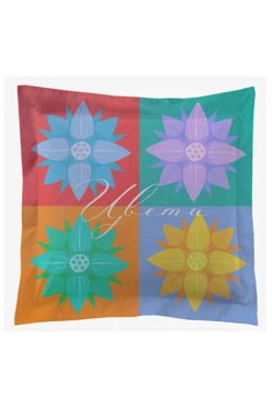 Купить подушку с бордюром 50х50 см, с принтом "Flowers"