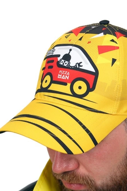 Бейсболка Стандарт взрослая с полной запечаткой (полиэстер) "Pizza man"#3