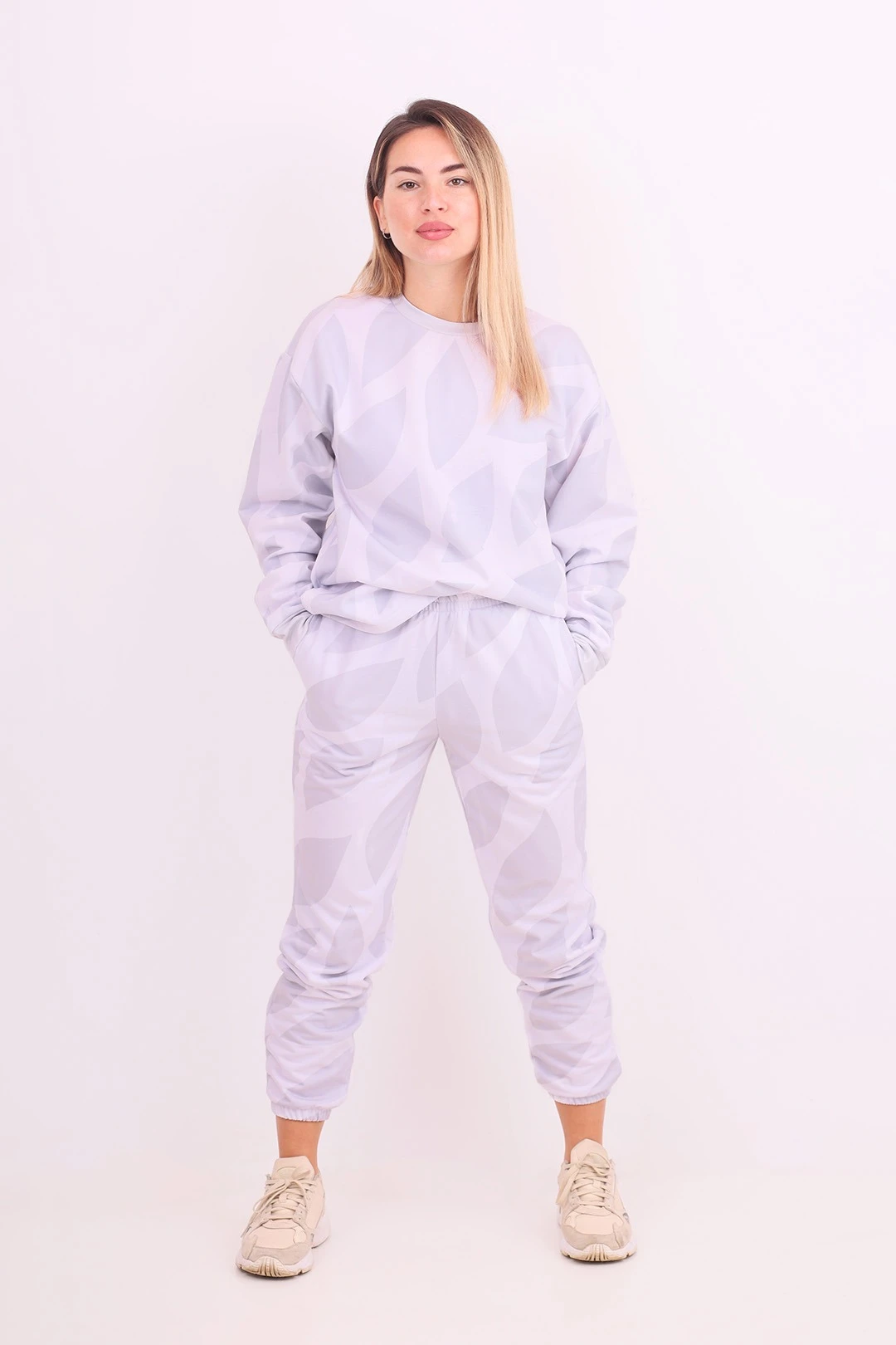 Купить спортивный костюм Джонатан унисекс из футера с полной запечаткой "Mini leaves"