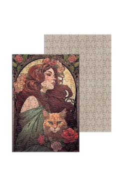 Купить пазл картонный А4 с принтом "Girl with a cat" Купить пазл картонный А4 с принтом "Girl with a cat"