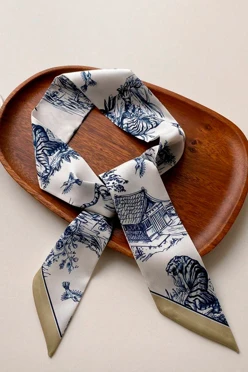 Купить шарф-платок Твилли двухслойный 5х90 см, с полной запечаткой "Japan Aesthetic"