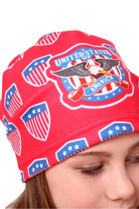 Шапка Лав флисовая однослойная взрослая, с полной запечаткой "USA"#2