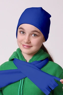 Купить шапку флисовую детскую синюю (однослойную)