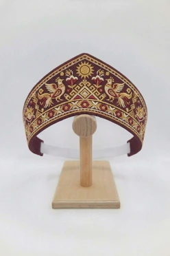 Купить кокошник Роко 8х51 см с принтом "Gzhel birds"