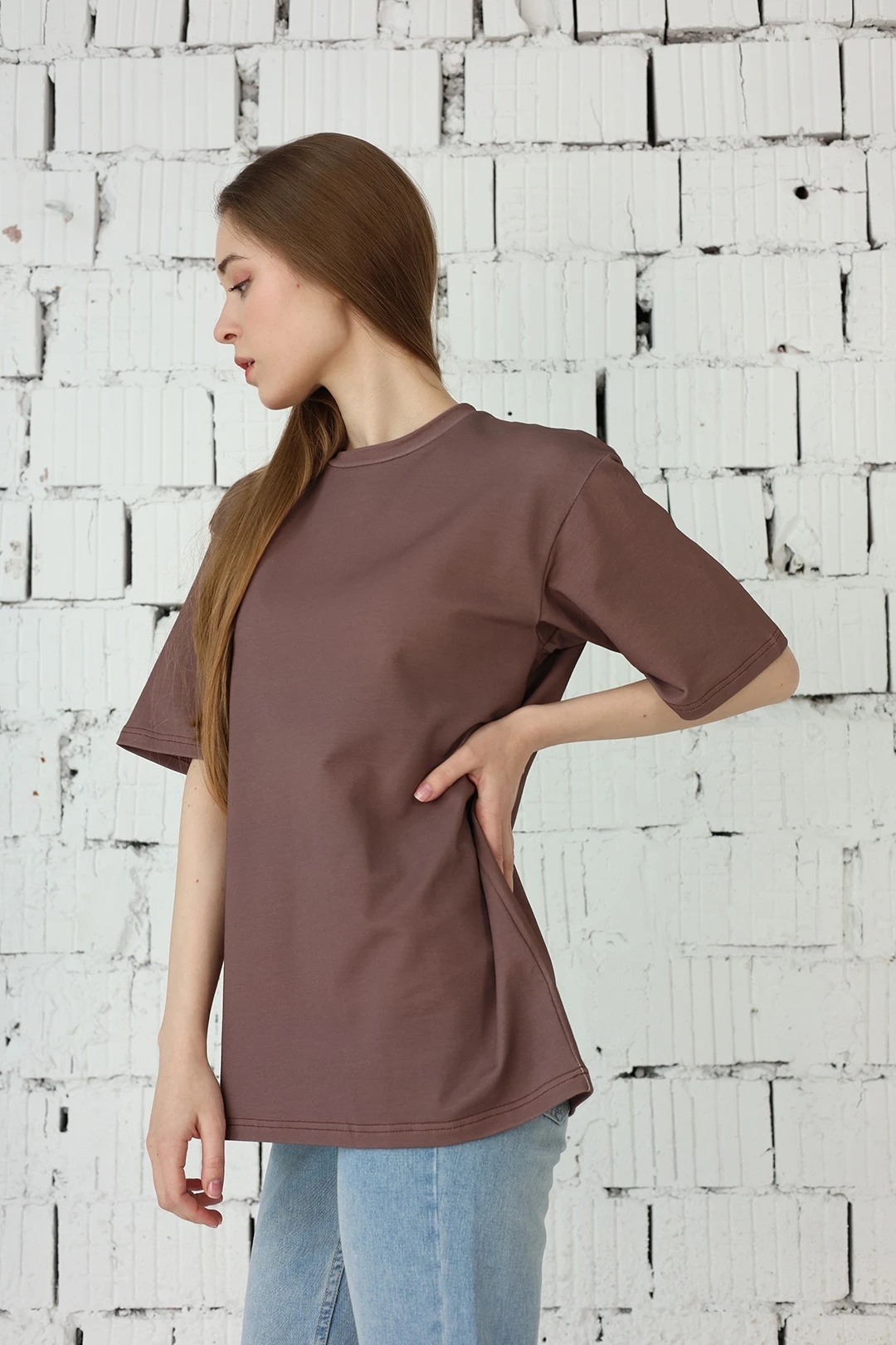 Футболка Мерфи оверсайз унисекс, однотонная капучино (хлопок)#2