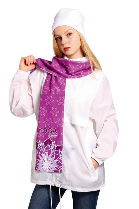 Шарф однослойный утепленный 15х150 см, с полной запечаткой "Yoga"#3