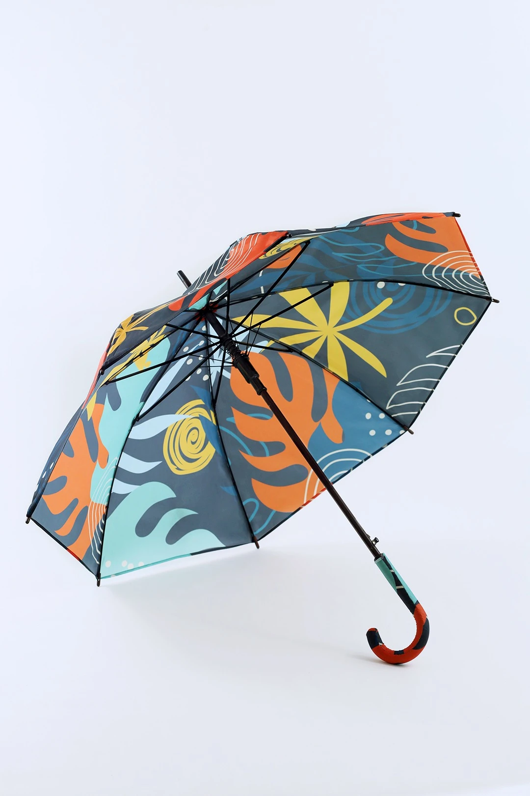 Купить зонт-трость Мэри с деревянной ручкой однослойный, с полной запечаткой (без совмещения) "Осень"