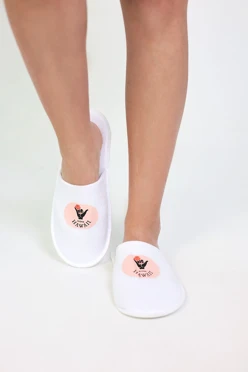 Тапочки махровые закрытый носок, с печатью#2