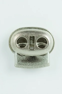 Купить фиксатор пластиковый с двумя отверстиями 23х22 мм, 100 шт, серебро