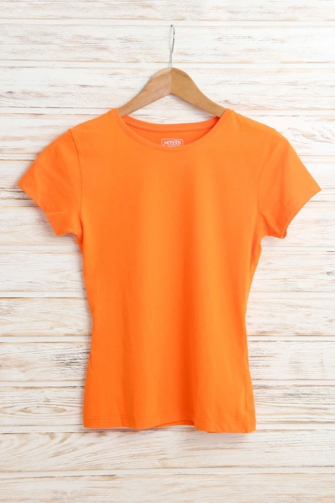 Футболка Премиум женская (Modern) однотонная оранжевая (хлопок)#2