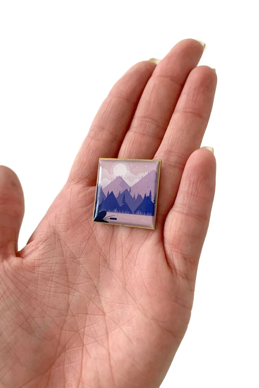 Значок заливной Квадрат 25х25 мм, с принтом "Mountain"#1