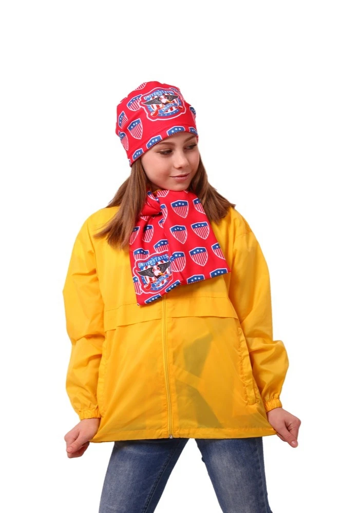 Шарф двухслойный утепленный 15х100 см, с полной запечаткой "USA"#2