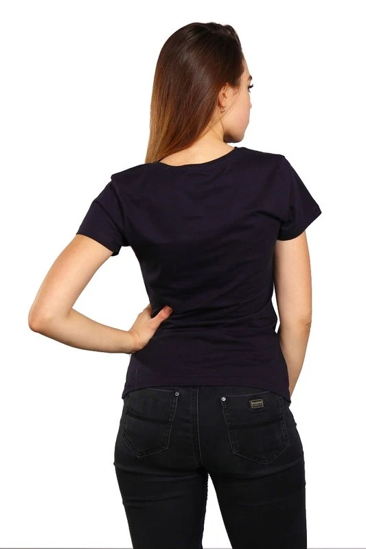 Купить футболку Премиум женскую чёрно-синюю