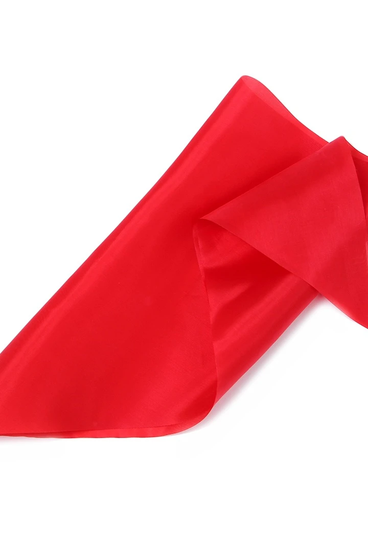 Косынка Лолла из шелка расцвечивания 65х65х95 см, однотонная красная#4