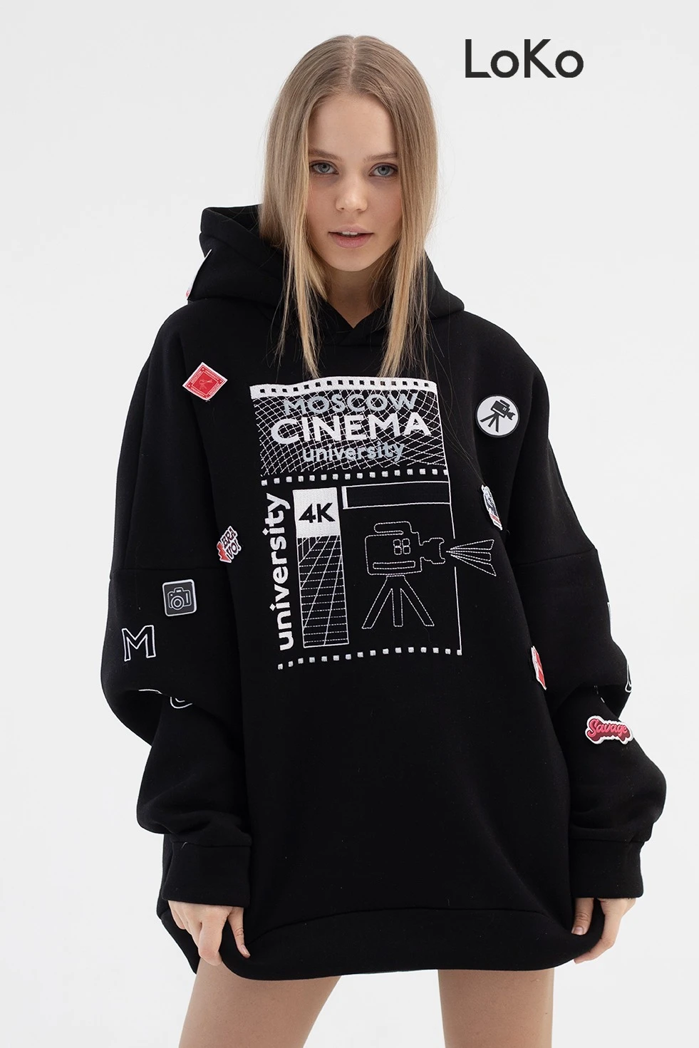 Худи Фрэнк из футера оверсайз унисекс, однотонная#3