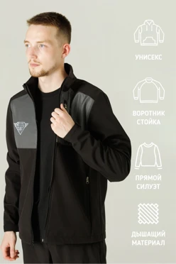 Ветровка Вермон из софтшелла унисекс, с частичной запечаткой#1 Ветровка Вермон из софтшелла унисекс, с частичной запечаткой#1