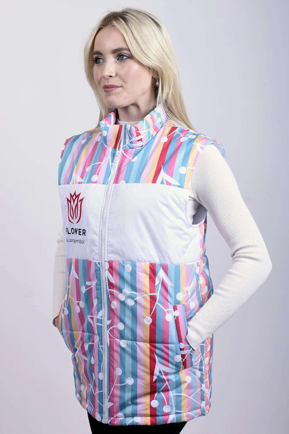 Жилет Портер на синтепоне со стежкой унисекс, с полной запечаткой "Flower"#2