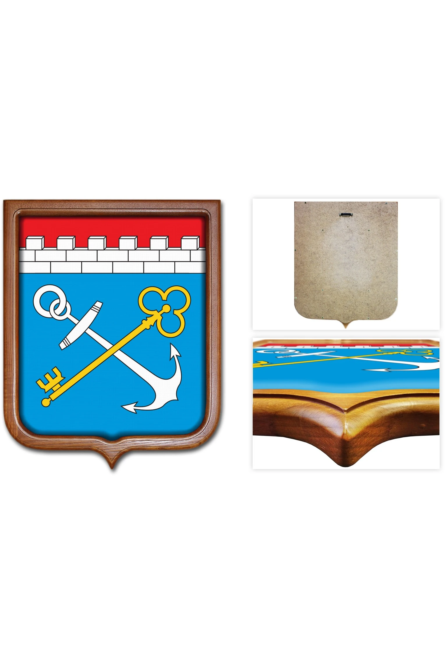 Купить Герб Ленинградской области 53х61 см печатный светлая рамка