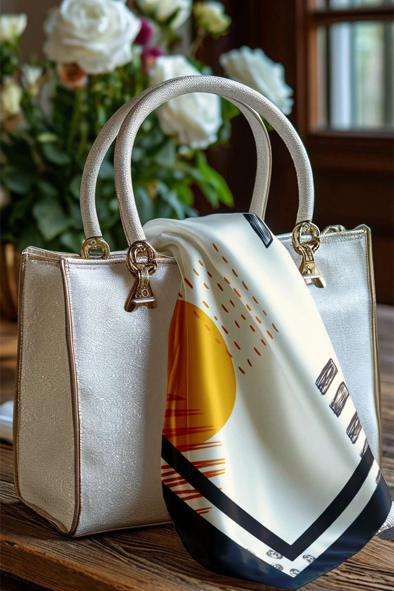 Купить платок Шанель 60х60 см, с полной запечаткой "The Sun"